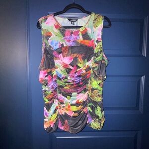 Karen Millen Black Floral Ruched Sleeveless Camisole